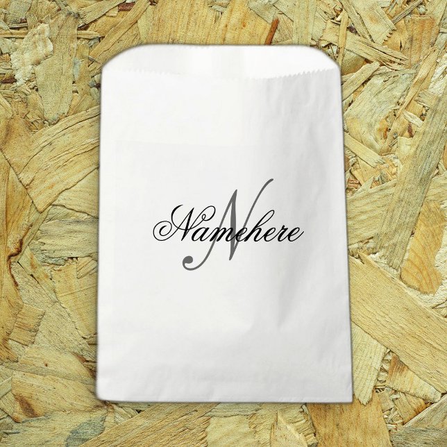 Unique Personalised Black and White Name Monogram Favour Bags (Creator Uploaded)