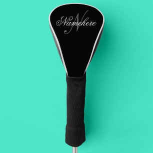 Unique Personalised Black and White Name Monogram Golf Head Cover