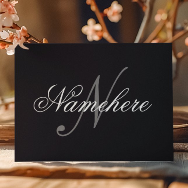 Unique Personalised Black and White Name Monogram Holiday Postcard (Creator Uploaded)