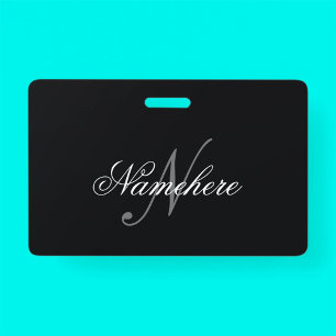 Unique Personalised Black and White Name Monogram ID Badge