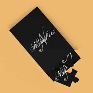 Unique Personalised Black and White Name Monogram Jigsaw Puzzle