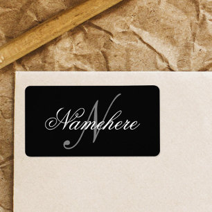 Unique Personalised Black and White Name Monogram Label