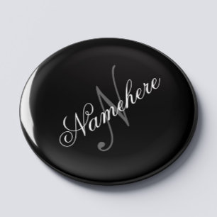 Unique Personalised Black and White Name Monogram Magnet