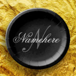 Unique Personalised Black and White Name Monogram Paper Plate<br><div class="desc">Personalised Unique Black and White Name Monogram Design for anyone.</div>