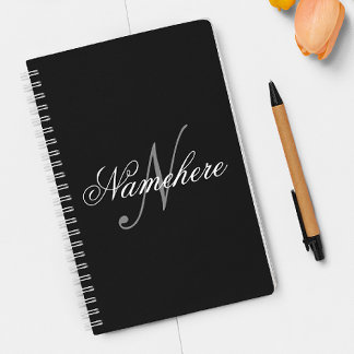 Unique Personalised Black and White Name Monogram Planner
