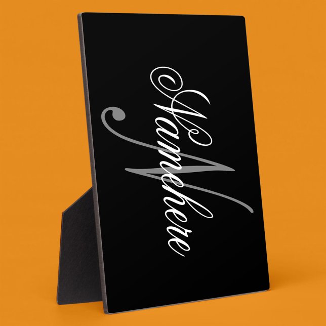 Unique Personalised Black and White Name Monogram Plaque (Creator Uploaded)