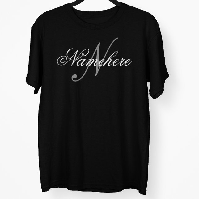 Unique Personalised Black and White Name Monogram  Plus Size T-Shirt (Creator Uploaded)