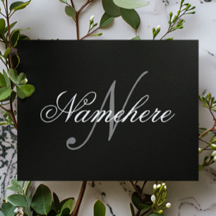 Unique Personalised Black and White Name Monogram Postcard