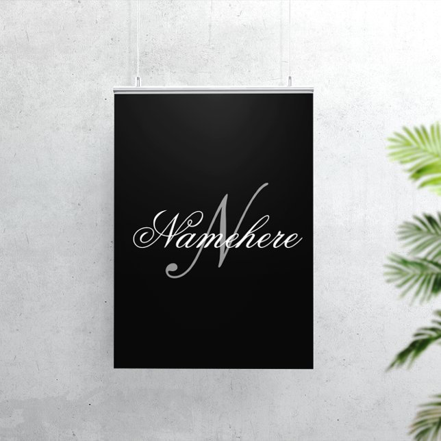 Unique Personalised Black and White Name Monogram Poster (Creator Uploaded)