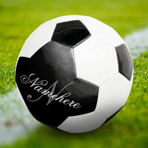 Unique Personalised Black and White Name Monogram Soccer Ball