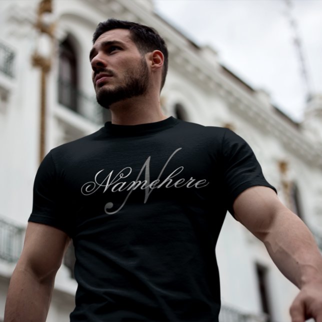 Unique Personalised Black and White Name Monogram  T-Shirt (Creator Uploaded)