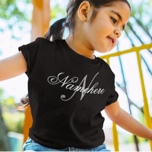 Unique Personalised Black and White Name Monogram T-Shirt