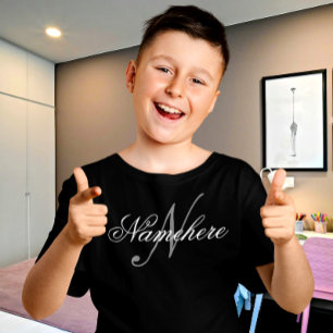 Unique Personalised Black and White Name Monogram  T-Shirt