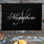 Unique Personalised Black and White Name Monogram Tea Towel<br><div class="desc">Personalised Unique Black and White Name Monogram Design for anyone.</div>