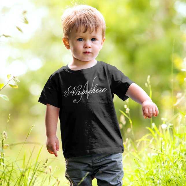 Unique Personalised Black and White Name Monogram  Toddler T-Shirt (Creator Uploaded)