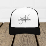 Unique Personalised Black and White Name Monogram Trucker Hat<br><div class="desc">Personalised Unique Black and White Name Monogram Design for anyone.</div>