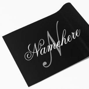 Unique Personalised Black and White Name Monogram Wrapping Paper