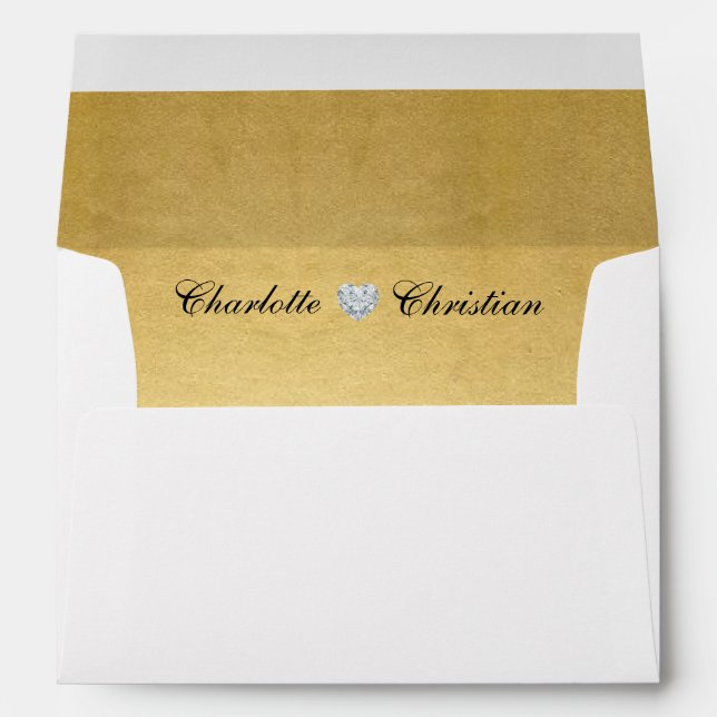 Unique Personalised Gold Foil Liner Return Address Envelope (Back (Bottom))