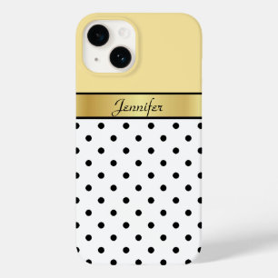 Unique Personalised Lemon Yellow, White Black Dot Case-Mate iPhone 14 Case