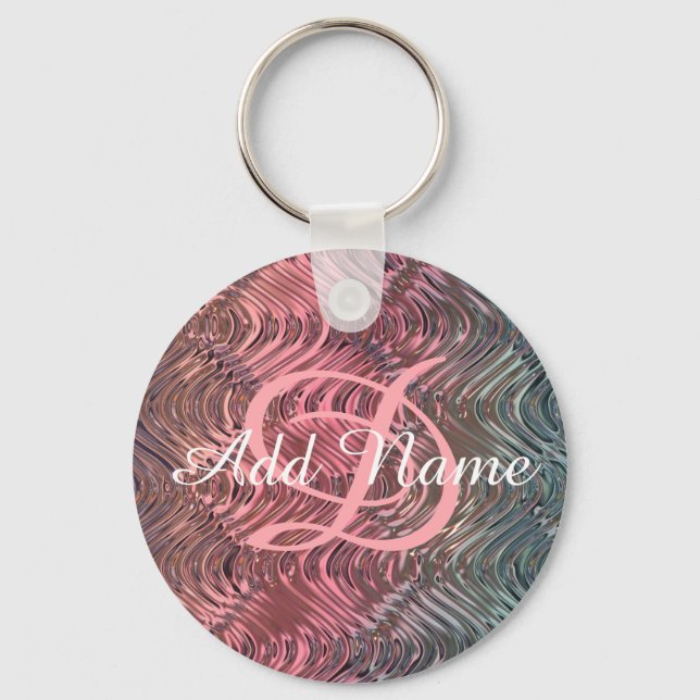 UNIQUE Personalised Monogrammed Pink Glass Key Ring (Front)