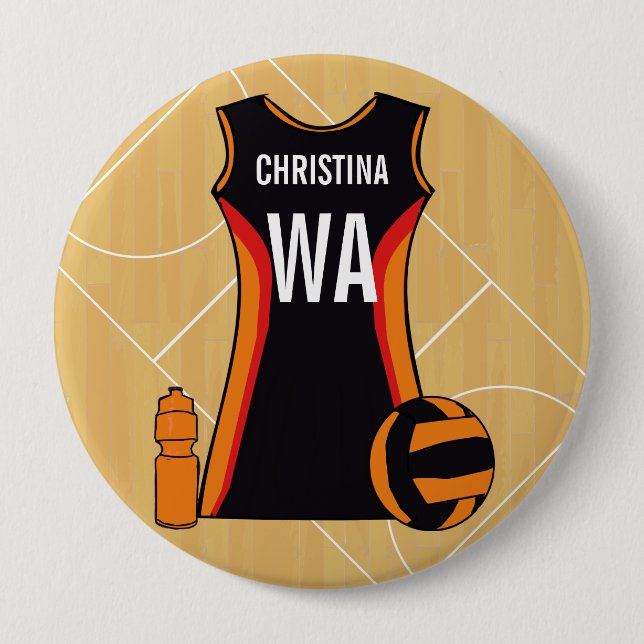 Unique Personalised Netball 10 Cm Round Badge (Front)