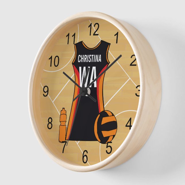 Unique Personalised Netball Clock (Angle)