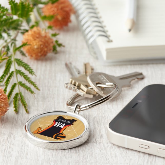 Unique Personalised Netball Key Ring (Side)