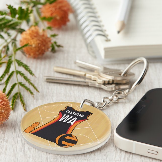 Unique Personalised Netball Key Ring (Front Right)