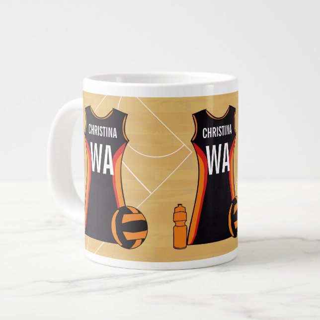 Unique Personalised Netball Large Coffee Mug (Front Left)