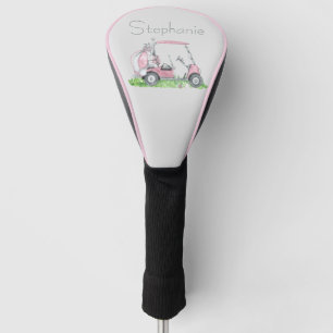 Unique Personalised Pink Golf Cart Feminine Golf Head Cover
