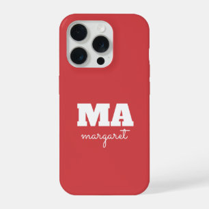 Unique Personalised pink & White Name Monogram iPhone 15 Pro Case