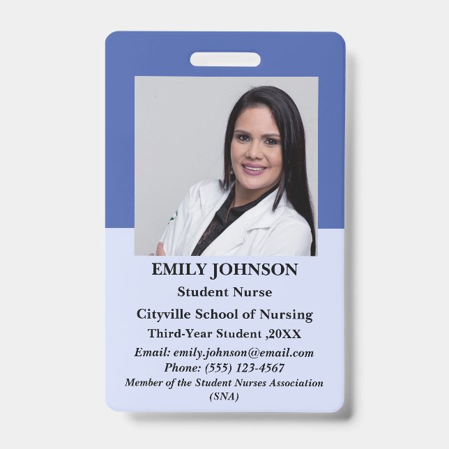 Unique Personalised Student Nurse  ID Badge (Front)