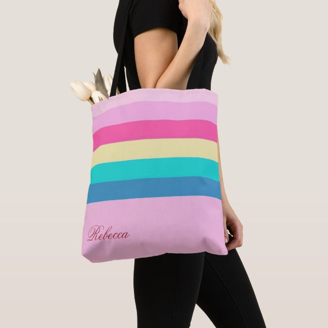 Unique Personalised Tote with Vibrant Colours Bag (Close Up)