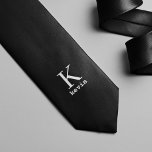 Unique personalized black and white monogram name tie<br><div class="desc">Modern elegant monogrammed and name create your own necktie with black and white simple trendy typography.            Personalized gift for him: dad,  father,  husband,  son,  boyfriend,  groom,  best man,  groomsmen for a birthday,  weddings,  Christmas,  or any other occasion.</div>
