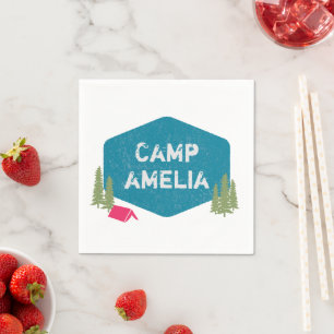 Unique Personalized Camp Name Birthday Party Pink Napkin
