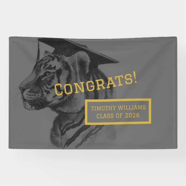 Unique Personalized Tiger Graduation Banner (Horizontal)