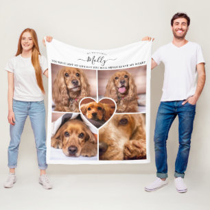 Unique Pet Memorial Custom Dog Photo Collage Fleece Blanket