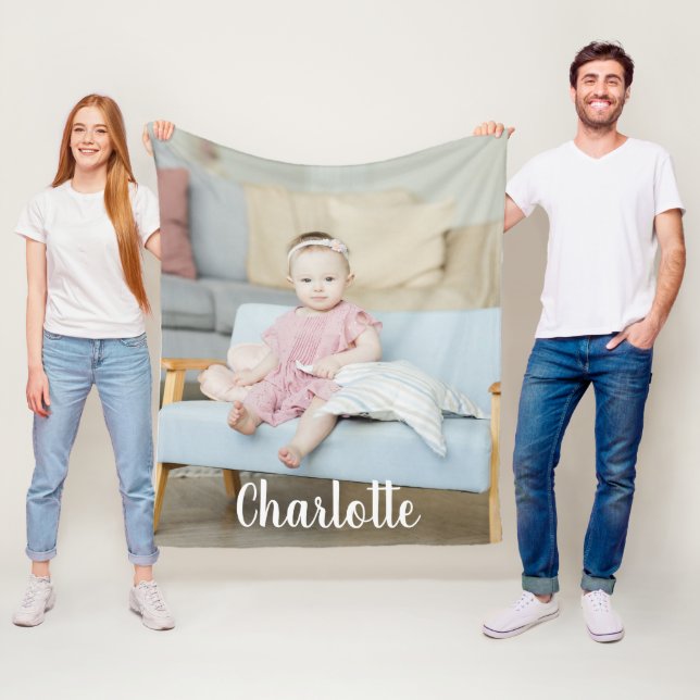 Unique Photo and Text Personalised Fleece Blanket (In Situ)