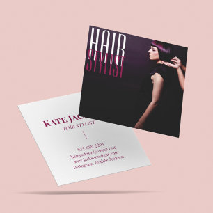 Unique Photo Beauty Salon Hairdresser Hairstylist  Square Business Card