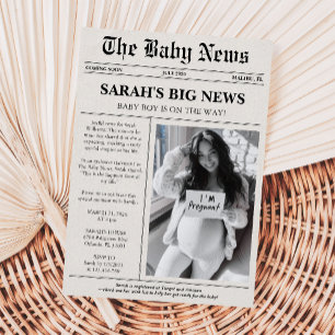 Unique Photo Newspaper Baby Shower Invitation