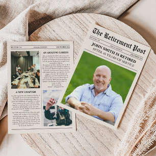 Unique Photo Newspaper Retirement Card