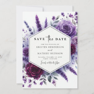  Unique Photo Purple Floral Wedding  Save The Date