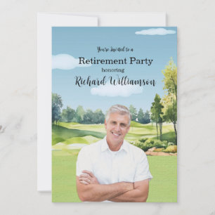 Unique Photo Watercolor Golf Theme Invitation