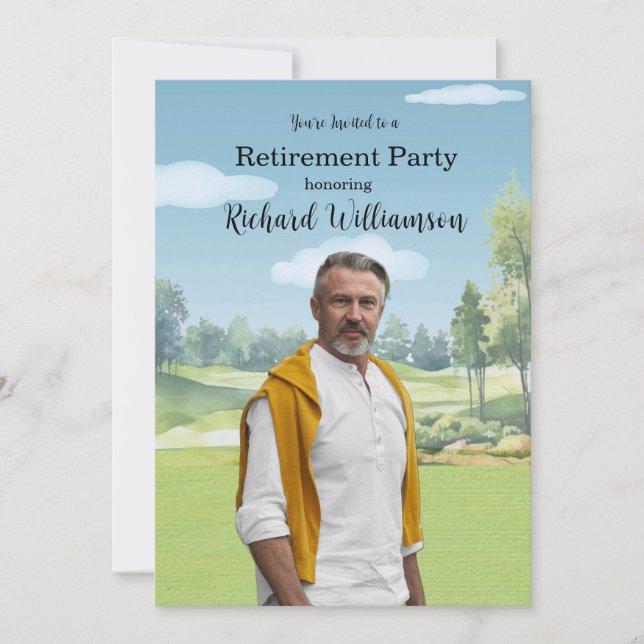 Unique Photo Watercolor Golf Theme  Invitation (Front)