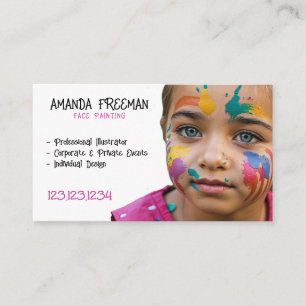 Unique Pink and White Kids Face Painter Business Card