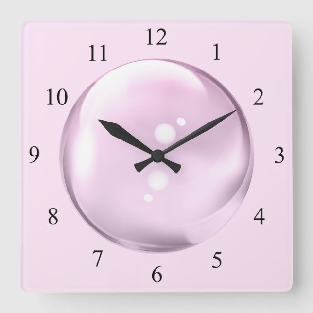 Unique Pink Bubble Clock Black Numbers (Front)