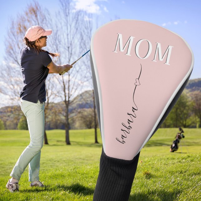 Unique Pink Custom MOM Name with Love Golf Head Cover (Creator Uploaded)