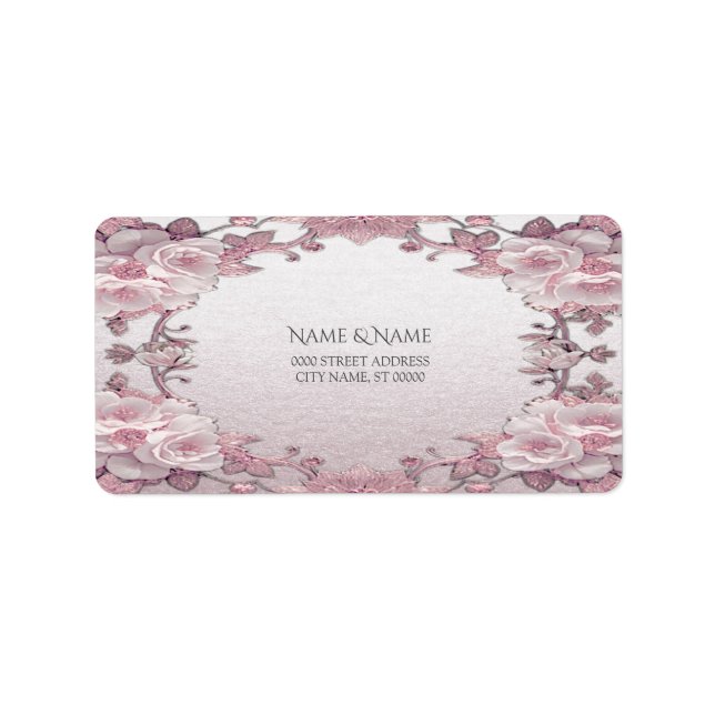 Unique Pink Floral Address Label (Front)