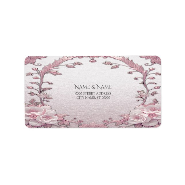 Unique Pink Floral Address Label (Front)
