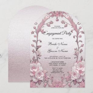 Unique Pink Floral Engagement Invitation